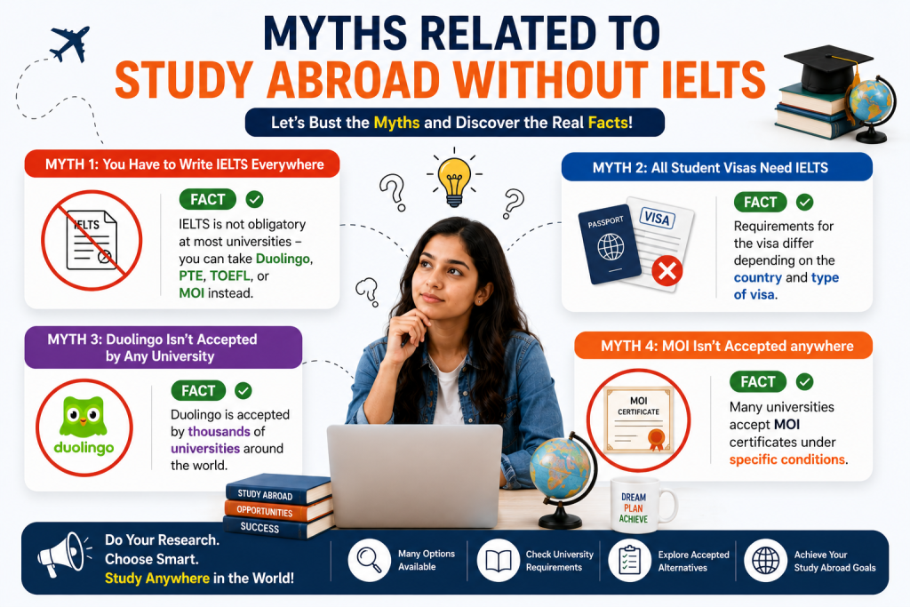 Study abroad without IELTS in 2026: countries and accepted alternatives